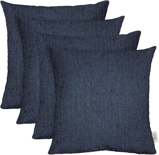RSH DECOR: Sunbrella Square Throw Pillows Set of 4 | 20" x 20" | Water and Fade-Resistant Performance Fabric | Outdoor Pillow Covers with Down-Alternative Inserts | Made in USA (Spectrum Indigo)