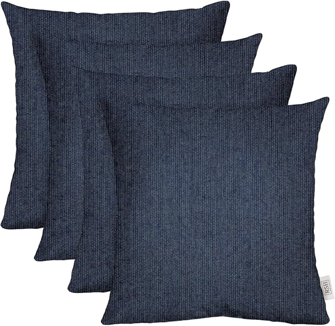 RSH DECOR: Sunbrella Square Throw Pillows Set of 4 | 17" x 17" | Water and Fade-Resistant Performance Fabric | Outdoor Pillow Covers with Down-Alternative Inserts | Made in USA (Spectrun Indigo)