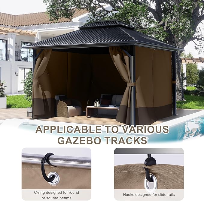 BPS 12' x 16' Gazebo Curtain Privacy 4-Panel Sidewall Outdoor Replacement Shade (Only Curtain)