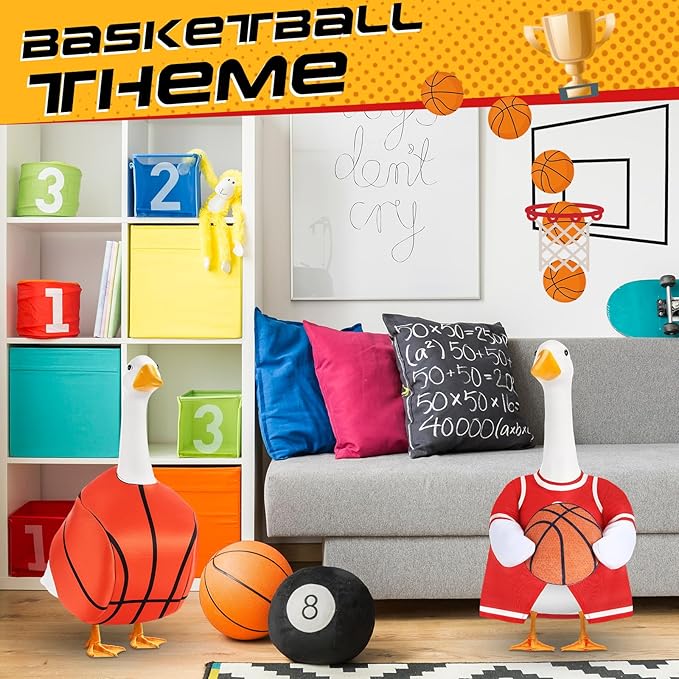 Abbylike 2 Set Basketball Goose Outfit Basketball Costume Lawn Porch Game Day Clothes for 23" Goose Outdoor Patio Yard Lawn Art Celebrations Decor