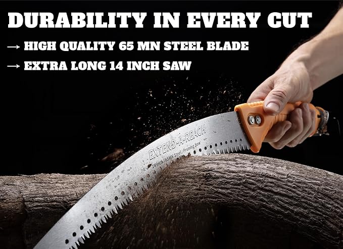 5-24 ft Pole Saw for Tree Trimming // Manual Telescopic Long Pole Tree Trimmer // Tree Trimming Saw with Extension Pole // The Ultimate Telescoping Palm Tree Pruner Long Pole Saw