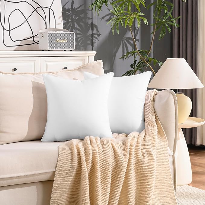 12 x 20 Outdoor Pillow Inserts Set of 2 Waterproof Rectangular Lumbar Support White Decorative Throw Pillow Inserts for Couch Sofa Beds Patio Furniture Cushions