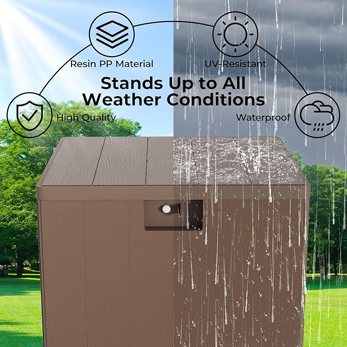 28 Gallon Outdoor Storage Box, Lockable Resin Deck Box Indoor and Outdoor Use, Waterproof Patio Deck Storage Box For Package Delivery, Furniture Cushions, Garden Tools, Pool Accessories