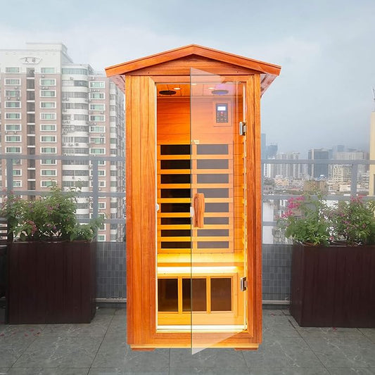 Saunas 901V Far Infrared Sauna, Outdoor Wooden Dry Sauna Low EMF (Outdoor/ 1P /Mahogany)