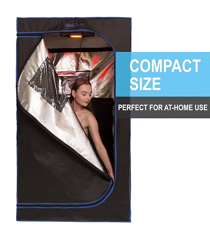 The Miracle Sauna - Full-Size Portable Far Infrared Sauna with Side Panels, Heated Floor Mat, and Portable Chair - Experience Personal Portable Spa for Complete Relaxation.