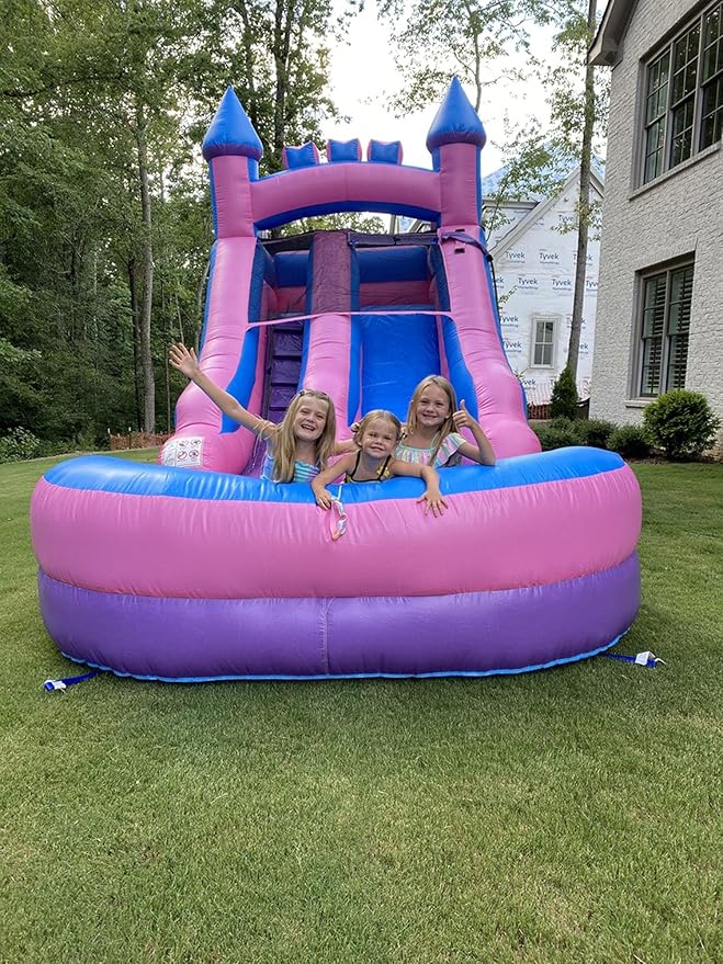 Inflatable Water Slide for Kids & Toddlers with Inflatable Pool, Backyard, Park or Commercial Use, Outdoor Water Play, Includes Blower Stakes, Splash Pool & Storage Bag, Large 21' x 9' x 12'