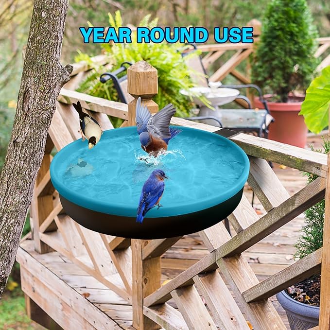 Heated Bird Bath for Outdoors for Winter, 3 Easy Ways to Mount Detachable Bird Bath Bowl, 75W Heated Bird Baths with Thermostatically Controlled for Garden Yard Patio Lawn, Blue