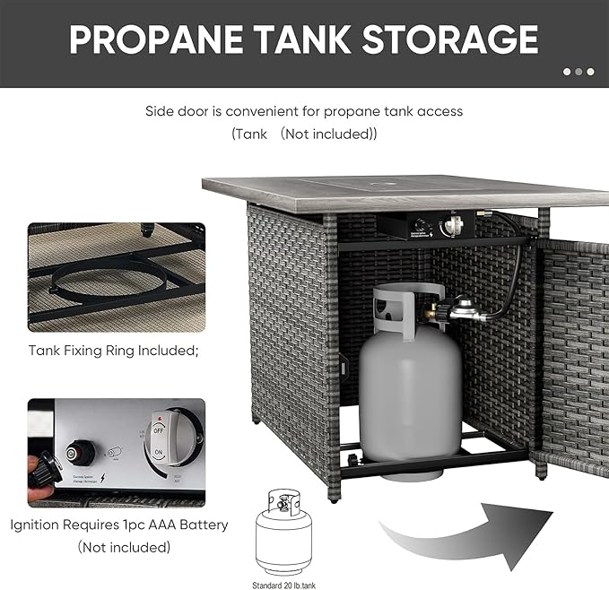 HUMMUH 7 Piece Patio Furniture Set with Fire Pit Table 41in 55,000 BTU,Wicker Outdoor Conversation Sets - Outdoor Chairs Set of 2 Patio Sofa for Porch,Garden,Backyard