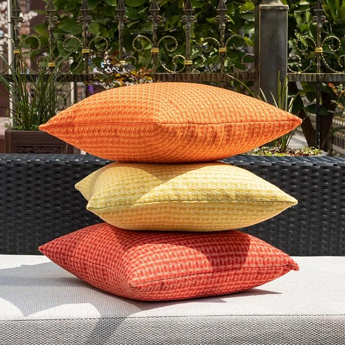 Kevin Textile Outdoor Waterproof Throw Pillow Covers Pack of 2 Farmhouse Decorative Cushion Covers for Garden Patio Tent Balcony Bench Couch Sofa 12x20 Inch, Red