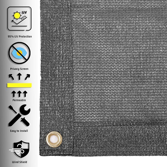 SUNNY GUARD Shade Cloth Custom Size 3x21 FT Sun Shade Screen Fabric Shade Cover Tarp with Grommets for Pergola Backyard Garden, Dark Grey(We Customized)