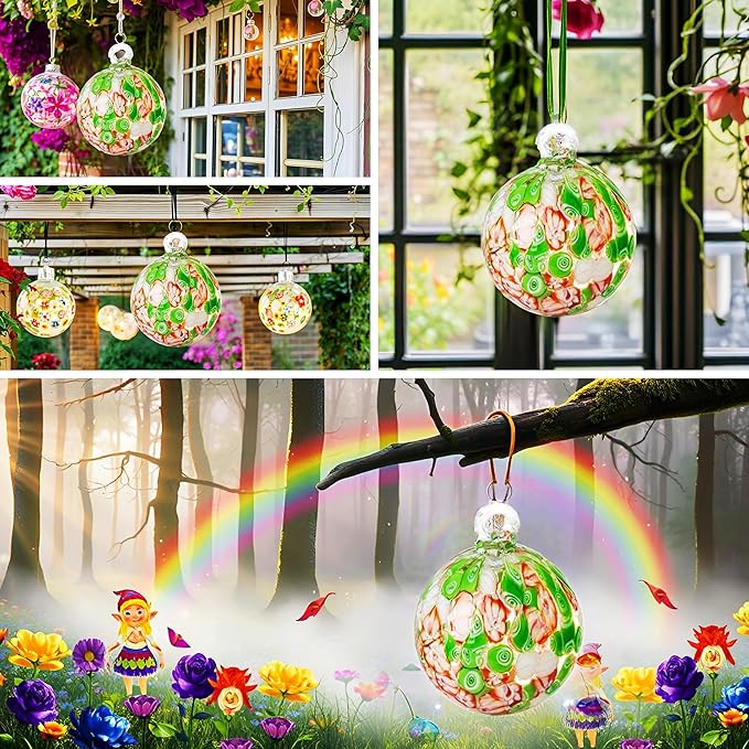Hand Blown Glass Witch Ball,Glass Ornament Hanging Garden Gazing Ball Indoor Outdoor Home Décor. (3)
