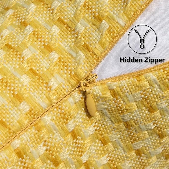 Kevin Textile Outdoor Waterproof Throw Pillow Covers Pack of 2 Farmhouse Decorative Cushion Covers for Garden Patio Tent Balcony Bench Couch Sofa 22x22 Inch, Yellow