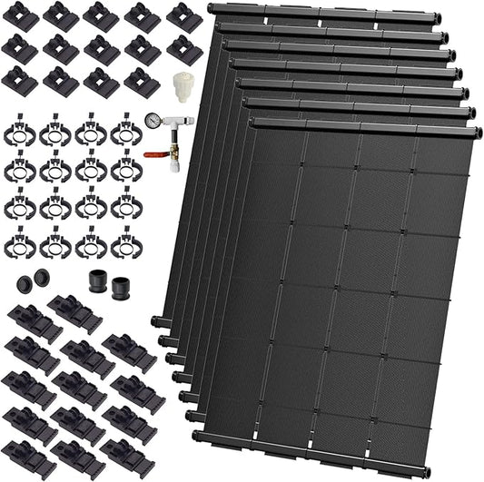 Industrial Grade Solar Pool Heater DIY Kit - Superior High-Wind Strapless Mounting System & Maximum Freeze Resistance (7-4'x7.5' / 210 Square Feet)
