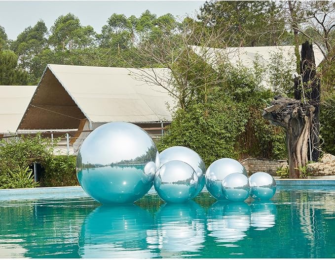 Big Shiny Balls Giant Inflatable Mirror Balls for Events & Decor - Party, Advertising, Shows, Stage Decoration - Hanging & Standing-Various Sizes & Colors - Silver (3.0m/9.84ft)