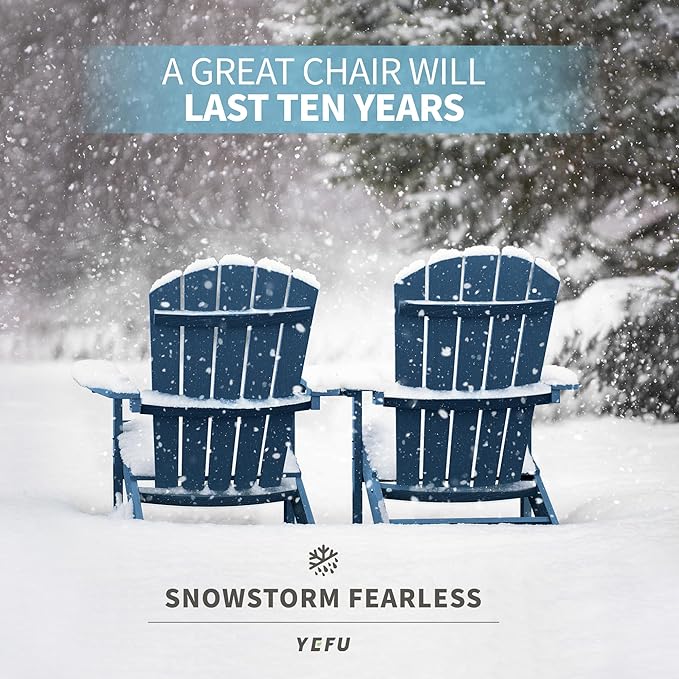 YEFU Adirondack Chairs Set of 2 Plastic Weather Resistant, Outdoor Chairs 5 Steps Easy Installation, Like Real Wood, Widely Used in Outdoor, Patio, Lawn, Fire Pit, Deck, Outside, Chairs (Navy Blue)