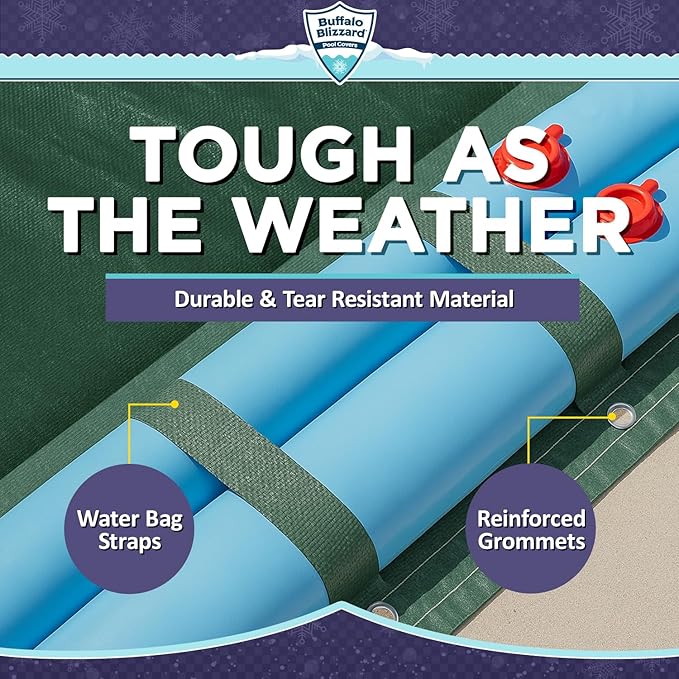 Buffalo Blizzard Ripstopper 16 ft x 24 ft Rectangular Winter Pool Cover | Green Heavy Duty Cover for Inground & Above Ground Swimming Pools | Cold & UV Resistant | Shields from Seasonal Debris