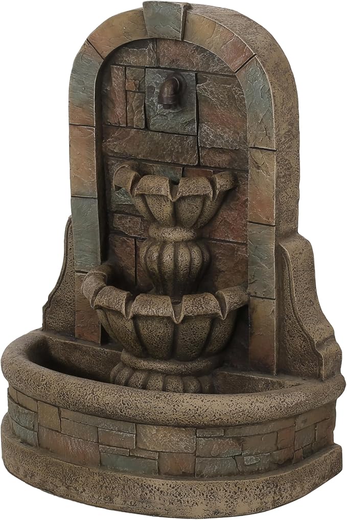 Merax 29" High Roman Tier Fountain, Outdoor Weather-Resistant Floor Fountain, Classic Design for Garden Patio Yard, Stone Gray