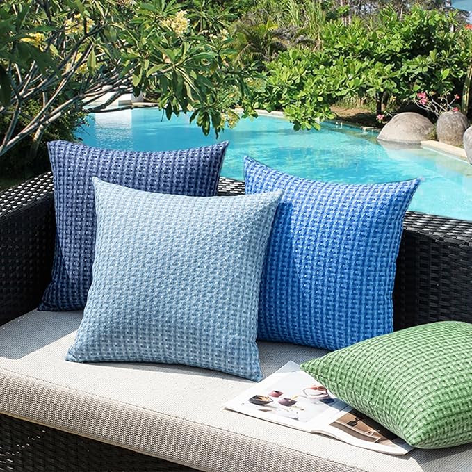 Kevin Textile Outdoor Waterproof Throw Pillow Covers Pack of 2 Farmhouse Decorative Cushion Covers for Garden Patio Tent Balcony Bench Couch Sofa 20x20 Inch, Sage Green