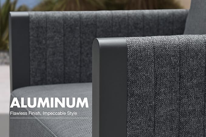 PURPLE LEAF Patio Furniture Set 10 Pieces Patio Seating Sofas Aluminum Furniture Outdoor Couch Sectional Set with Cushions and Aluminum Table Patio Conversation Sets Gray