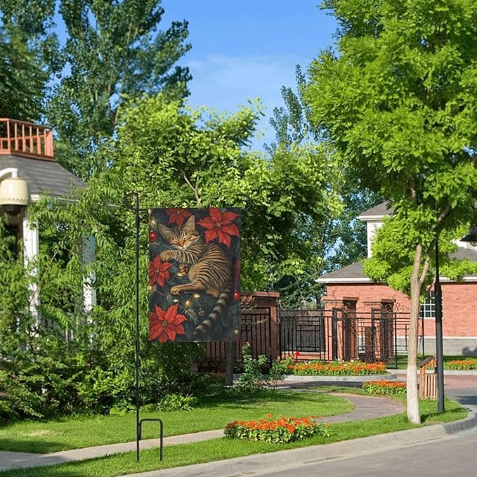 Christmas Cat Garden Flag Vertical Double Sided Outdoor Yard Flags 12.5x18 Inch Burlap Banners Vertical Double Sided for Outdoor Decor Lawn