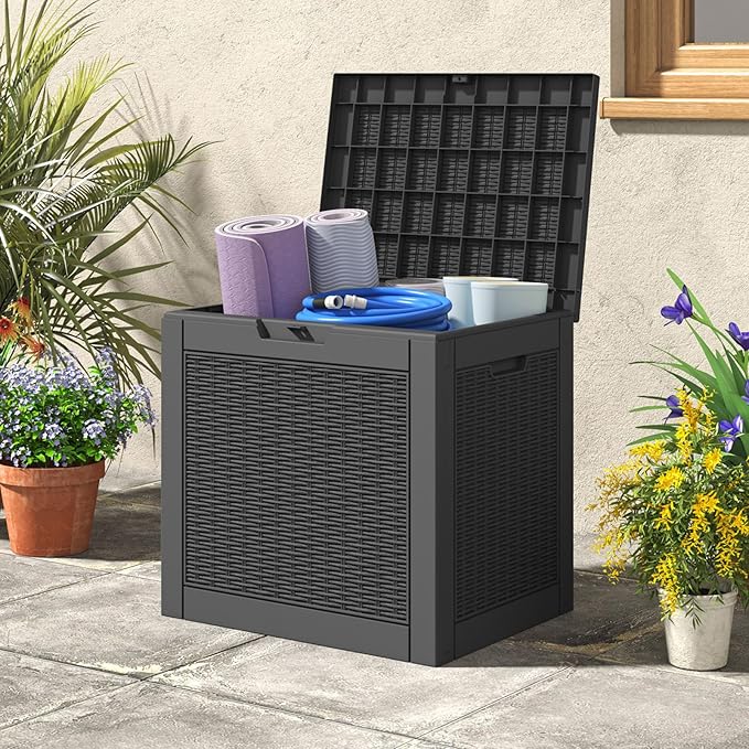 31 Gallon Storage Box, Resin Outdoor Waterproof and UV Resistant,Lightweight Box for Garden Tools, Pool Supplies