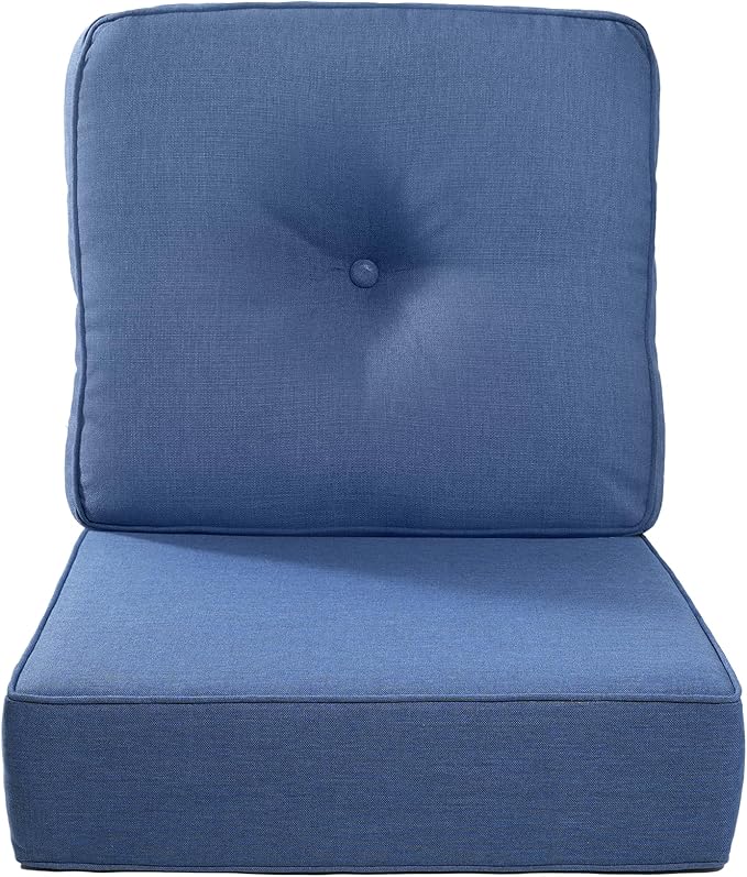 Luxury 22x24/22x25 6-Inch Outdoor Cushions - Water Repellent 1 Set Deat Seat Patio Furniture Cushion for Wicker Dining Rocking Swivel Chairs Loveseat Couch Sectional Sofa - Navy Blue
