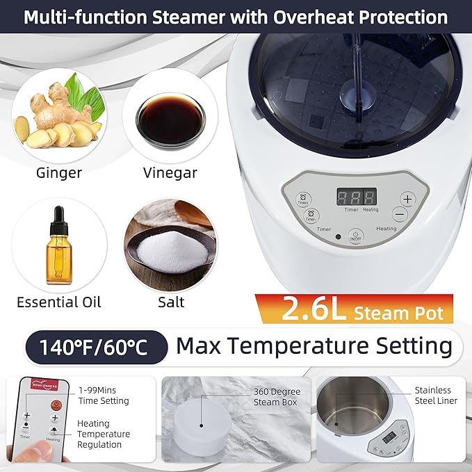 BOCHPOWER Portable Sauna Box, 3.0L Steamer, Remote Control, Folding Chair, 9 Levels