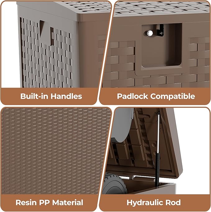 120 Gallon Outdoor Storage Box, Lockable Resin Deck Box Indoor and Outdoor Use, Waterproof Patio Deck Storage Box For Package Delivery, Furniture Cushions, Garden Tools, Pool Accessories
