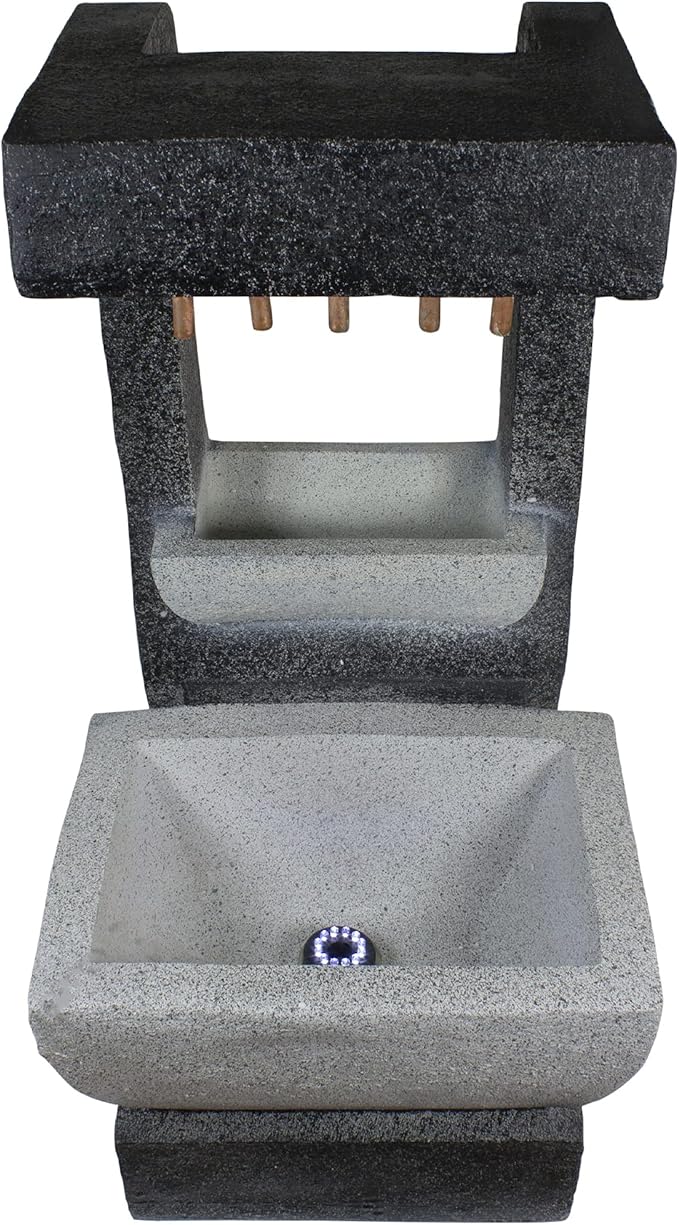 LED Lighted Rainfall Outdoor Water Fountain with Planter - 26"