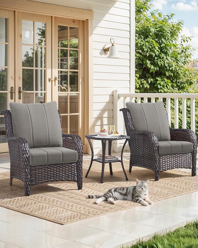 Luxury 24x24x6 Inch Kitty Outdoor Chair Cushions Set of 4 - Heavy Duty Water-Resistant Comfortable Cushion for Patio Dining Gliding Rocking Chairs Loveseat L-Shape Sofa - Grey