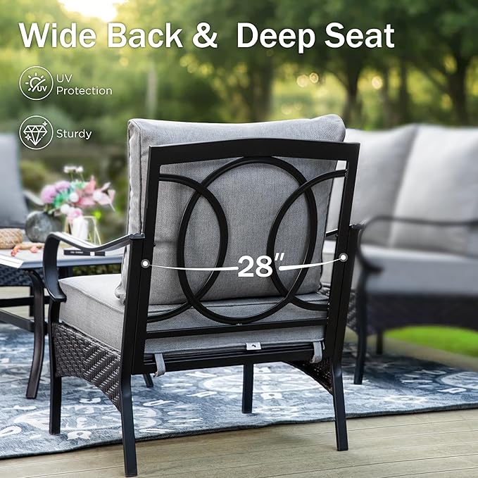 Rocking Patio Sofa Chairs - 2 PCS Outdoor Rocking Armchairs, Patio Seating with High Back Deep Seat for Porch Deck Balcony