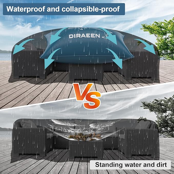 Pool Pillow 6.6 ft. x 13 ft. Double Sealed Pool Pillows for Above Ground Pools Cover Winterizing, Heavy Duty Pool Pillows Float, Extra Durable 0.4 mm PVC Winter Pool Air Pillow with 6 18-Foot Ropes