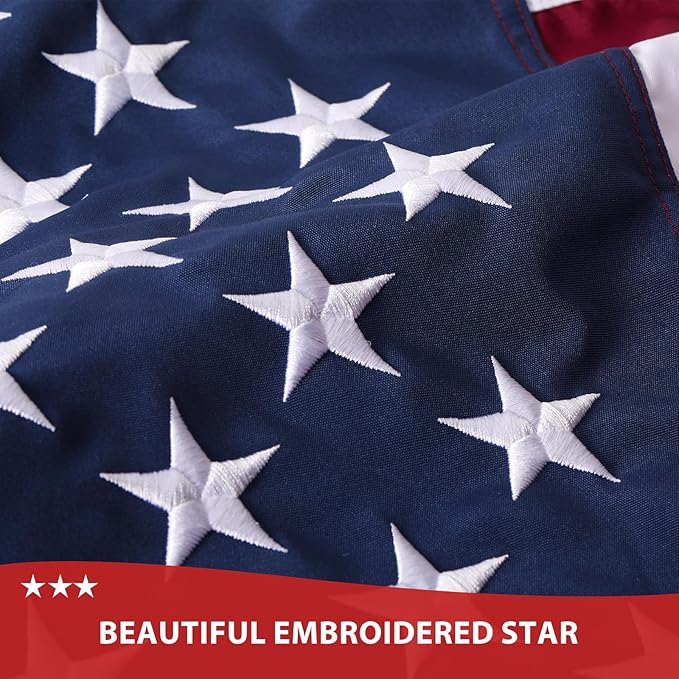 American Flag 3x5 Ft Ultra Durable Tear-Resistant Series, Made From Heavy Duty Water Resistant Polyester Canvas Embroidered Stars, Sewn Stripes, Brass Grommerts US/USA Flags Perfect for Outside