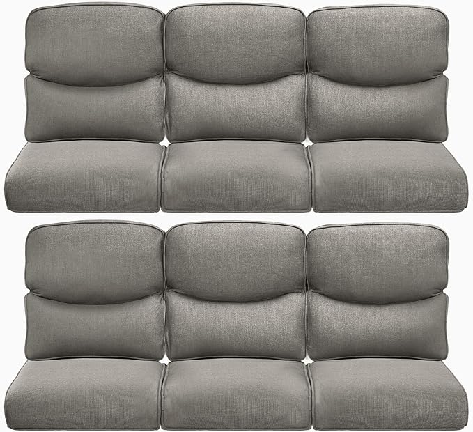 Pop 22x25/22x24 Outdoor Furniture Cushions Set of 6 - Comfortable Patio Chair Cushion for Rattan Wicker Dining Rocking Swivel Chairs Loveseat Couch L-Shape Sectional Sofa - Grey/Smile