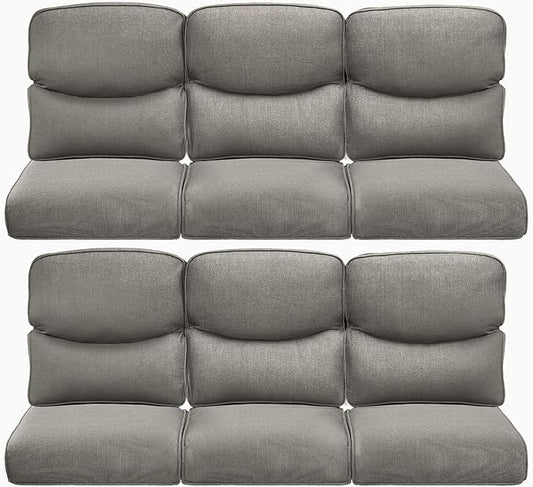 Pop 22x25/22x24 Outdoor Furniture Cushions Set of 6 - Comfortable Patio Chair Cushion for Rattan Wicker Dining Rocking Swivel Chairs Loveseat Couch L-Shape Sectional Sofa - Grey/Smile