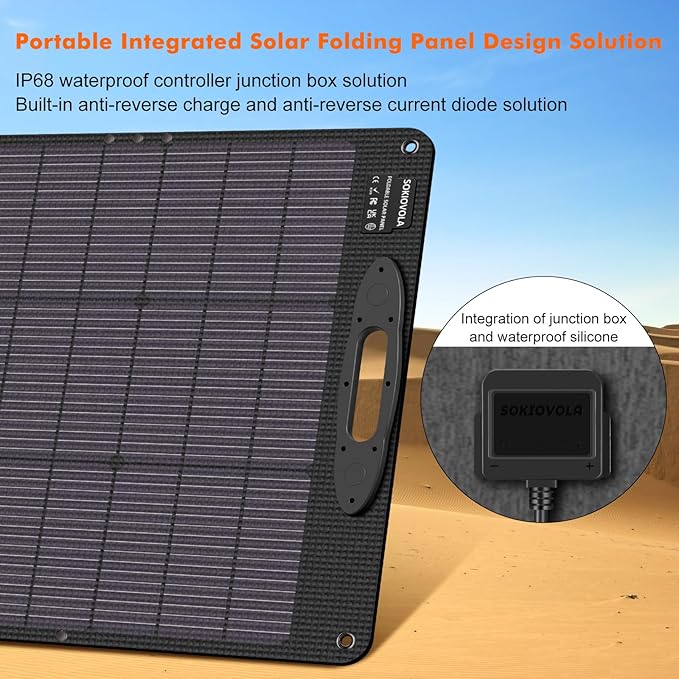 200W Portable Solar Panels,Foldable Solar Panel,IP68 Waterproof & Durable Up to 25% Efficiency N-Type Solar Cell ETFE Folding Solar Panel Kit,for Power Station Outdoor Camping RV Blackout
