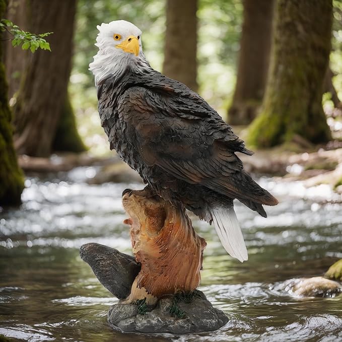 13.2" Real Eagle Outdoor Sculpture,Funny Bird Statue,Garden Beach Statue Decor,Resin Animal Seabird Ornaments,Coastal Beach Decor,Patio Decor for Outdoor Table Decorfor Garden,Lawn,Yard
