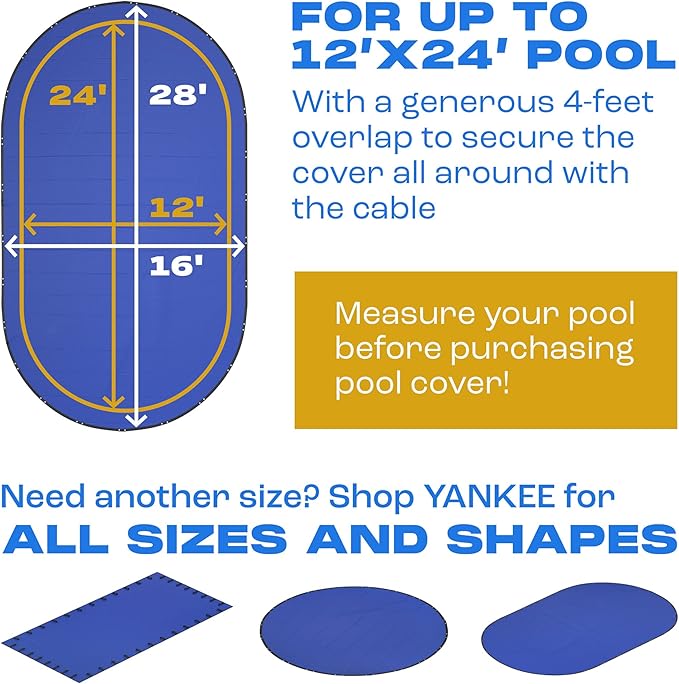 Yankee Pool Cover for Oval Pool | 12 x 24-ft | Oval Winter Pool Cover for Above Ground Pools | Extra Thick & Durable, UV-Resistant | Above-Ground Pool Protection