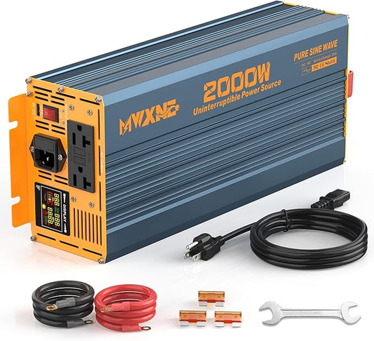 2000W Sump Pump Battery Backup System, Pure Sine Wave Power Inverter for Emergency and Power Outage, Back Up System for Sump Pump with LCD Display, Auto Switching for Grid and Battery