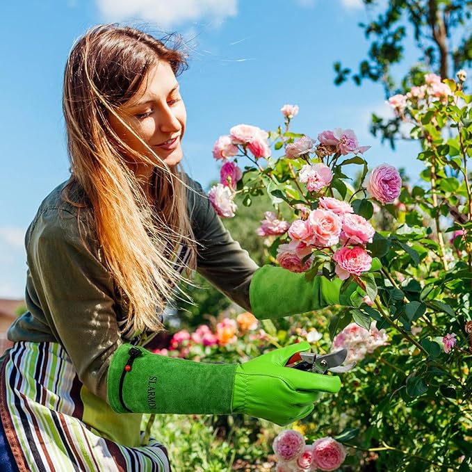 Long Gardening-Gloves Women/Men-Thorn proof Rose Pruning Heavy Duty Gauntlet-M