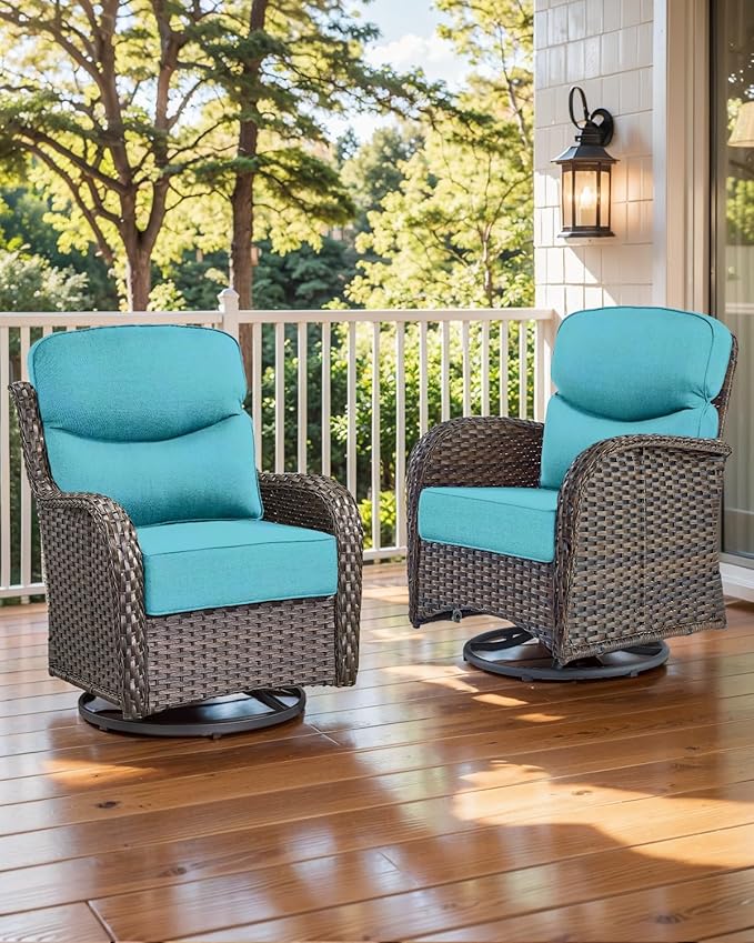 Luxury 22x24/22x25 6-Inch Smile Outdoor Cushions - 1 Set Deep Seat Water-Resistant Patio Furniture Replacement Cushion for Wicker Wood Metal Chair Rocker Loveseat Sofa - Turquoise