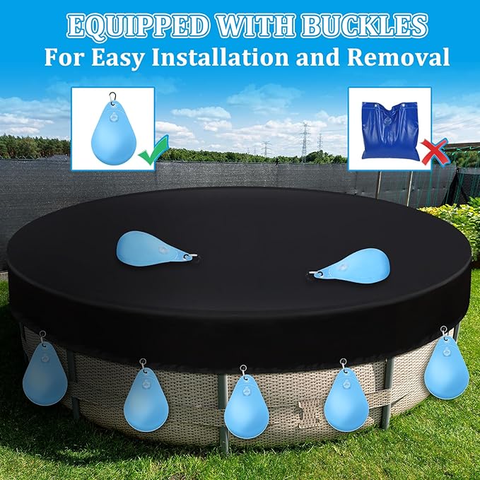 Hungdao 6 Pack Pool Cover Weights with Hooks Above Ground Hanging Water Bags Leakproof Thick PVC Swimming Pool Cover Tarp Weights Winter Antifreezing for Above Ground Closing Kit, 13.5 x 9 Inch