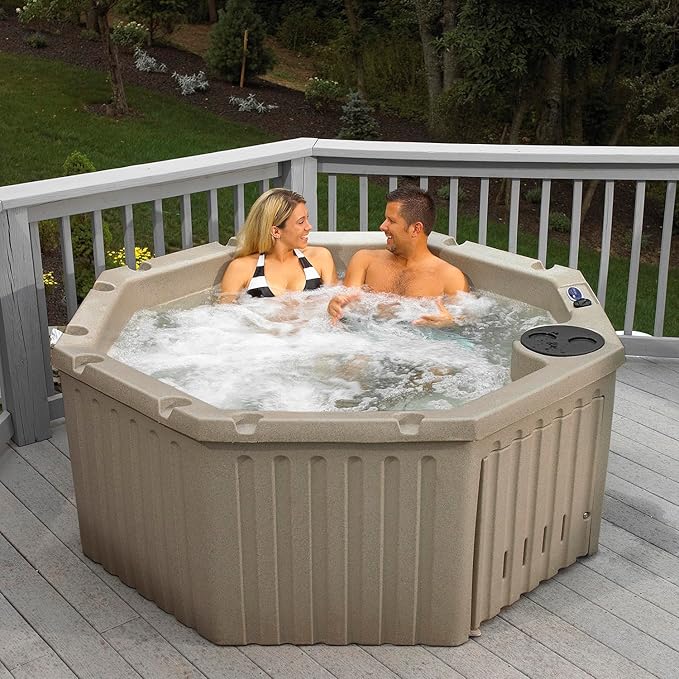 AquaLife Invi 5-Person Hot Tub with 11 Hydro Jets, LED Lighting & Insulated Cover – Non-Lounger Spa for Relaxation & Therapy