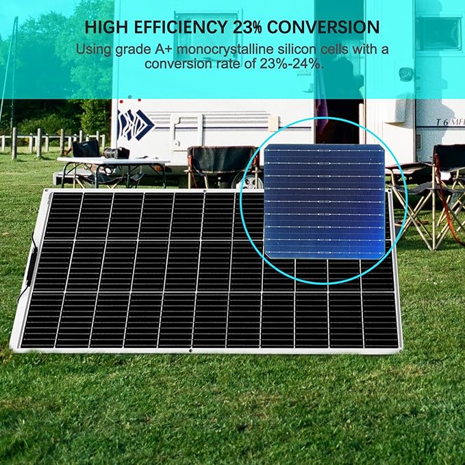 Flexible Solar Panel 100W 105W 12V Monocrystalline 250° Curvature Fiberglass High Efficiency Lightweight for RVs Boat Cabin (White)