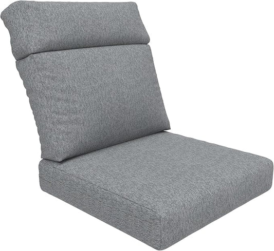 Covers & All Olefin Rectangle High Back Chair Cushion, 420 Denier Supportive Foam Seat and Poly Fill Back Outdoor High Back Chair Cushion, Water and Mold Resistant for Patio High Back Chair Cushions
