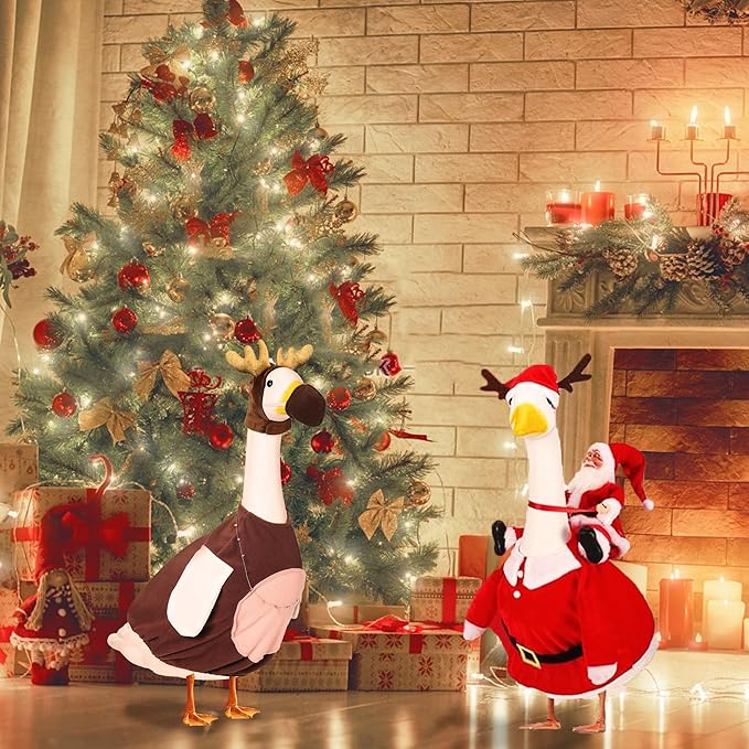 Porch Goose Christmas Outfits Clothes for 23 Inch Porch Goose Costume for Yard Lawn Outdoor Garden Patio Statue