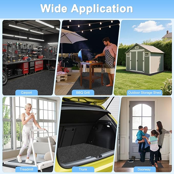 Outdoor Storage Shed Mat, 8.5 x 6.6 FT Garage Floor Mats with Reusable, Washable, Non Slip, Durable for Protects Garage Floors/Driveways/Entrance Doors/Deck [Gray]