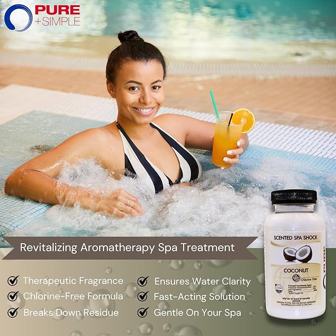Coconut Aromatherapy Spa Shock for Hot Tubs & Spas | Non-Chlorine Oxidizing Hot Tub Shock Treatment | Compatible with Bromine Tablets & Chlorine | Neutralizes Odors & Clarifies Water (2 lbs)