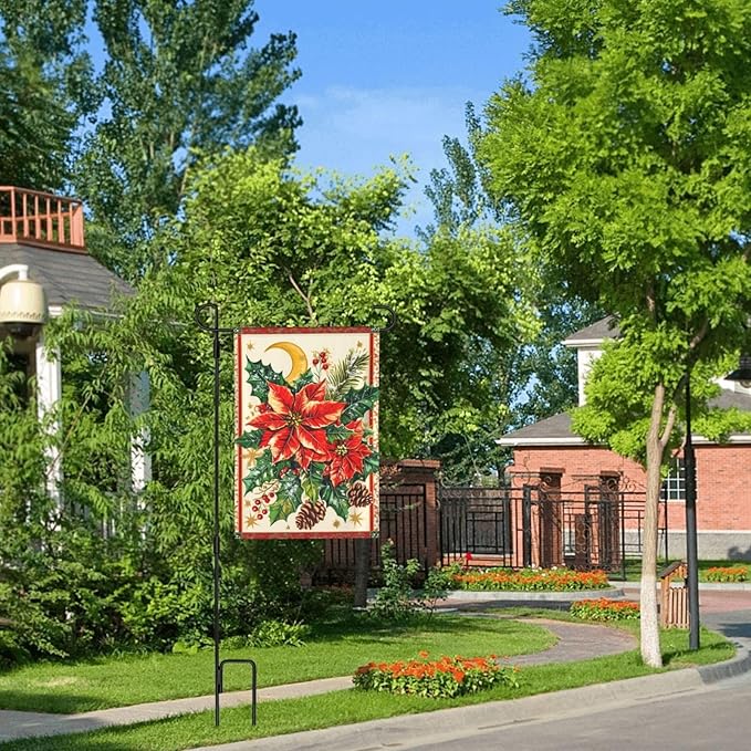 Christmas Garden Flag Vertical Double Sided Outdoor Yard Flags 12.5x18 Inch Burlap Banners for House Lawn