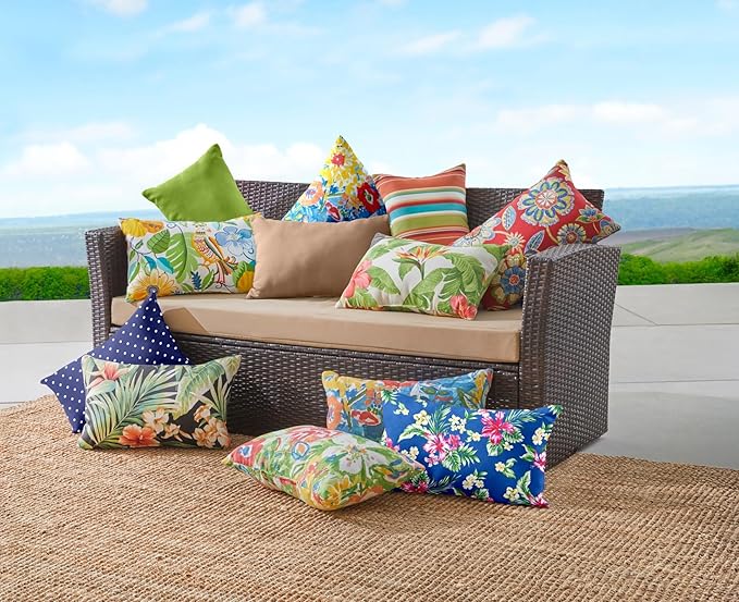 BrylaneHome Lumbar Pillow - 20" L x 13" W - Patio & Outdoor - Water, Stain & Fade Resistant - Black Ikat